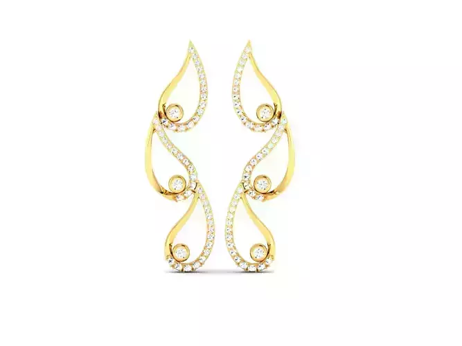 Earrings-7140 pair of gold earrings with diamonds