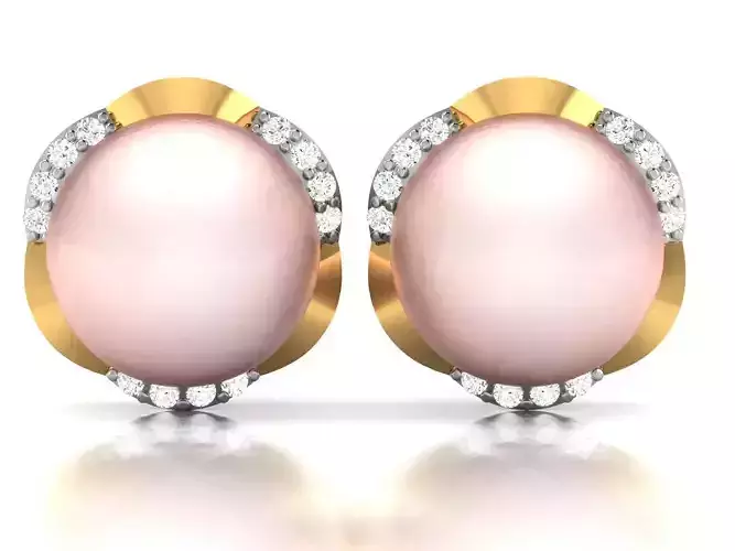 Earrings-4450 pearl stud earrings with diamonds