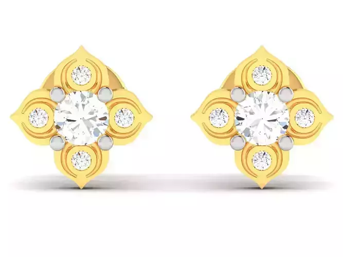 Earrings-4445 gold diamond stud earring