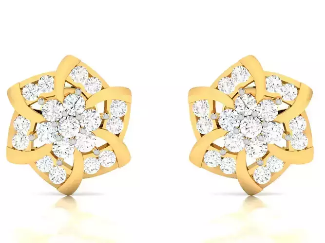 Earrings-4432 gold diamond stud earring