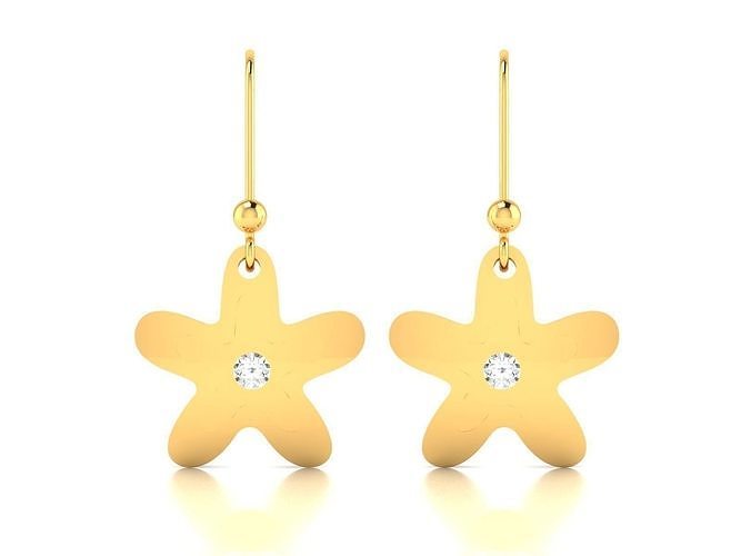 Earrings-4365 gold dangle earrings with cubic zirconia 3D print model