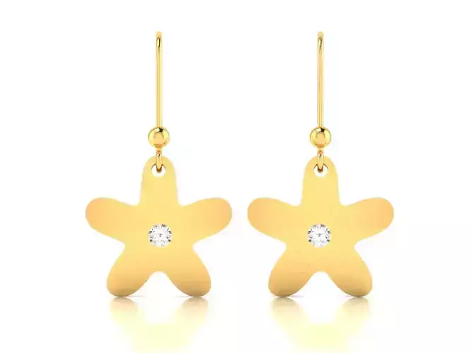 Earrings-4365 gold dangle earrings with cubic zirconia