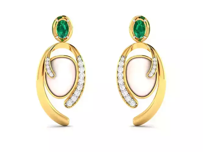 Earrings-4273 emerald and gold earring