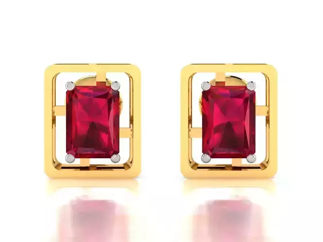Earrings-4245 ruby stone stud earring gold
