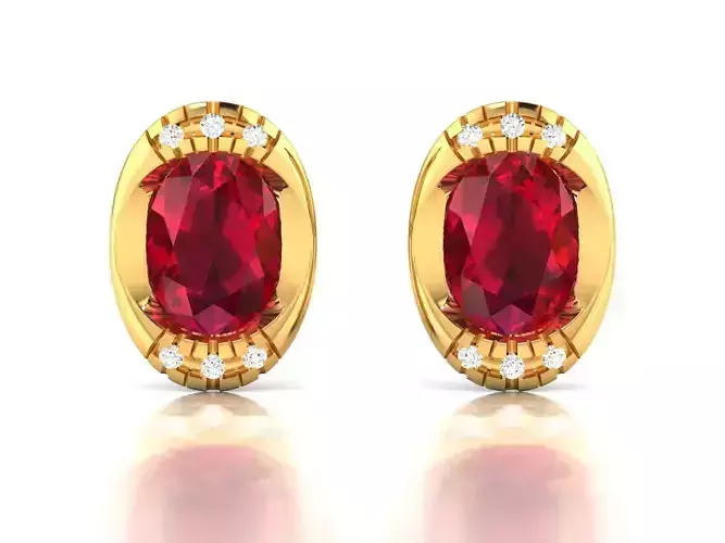 Earrings-4234 ruby and diamond stud earrings