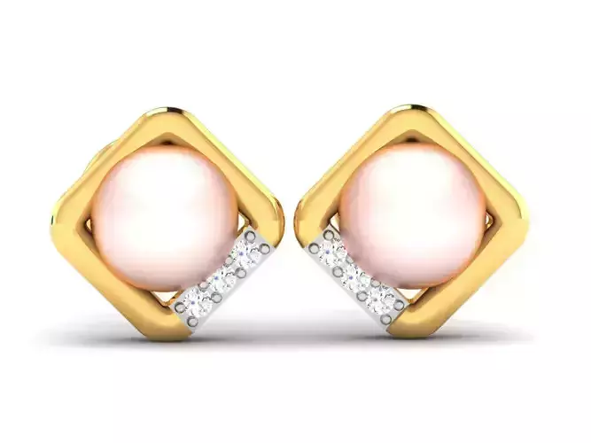 Earrings-4177 pearl and diamond stud earrings gold