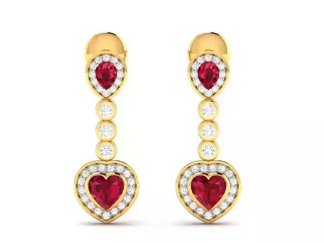 Earrings-4156 ruby and diamond earring gold