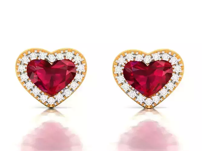 Earrings-4101 ruby and diamond stud earring gold 3D print model