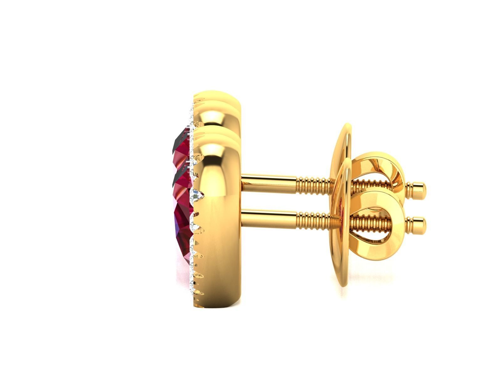 Earrings-4101 ruby and diamond stud earring gold 3D print model_5