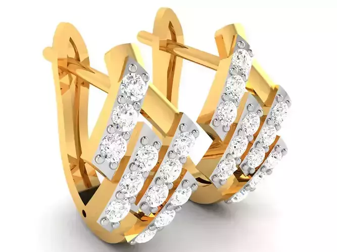 Earrings-4068 diamond hoop earring gold