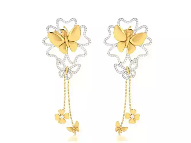 Earrings-4051 gold earring with diamonds
