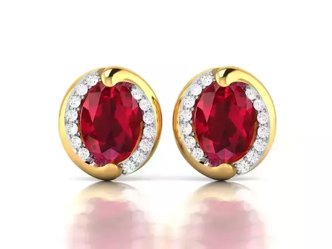 Earrings-4030 ruby and diamond stud earrings