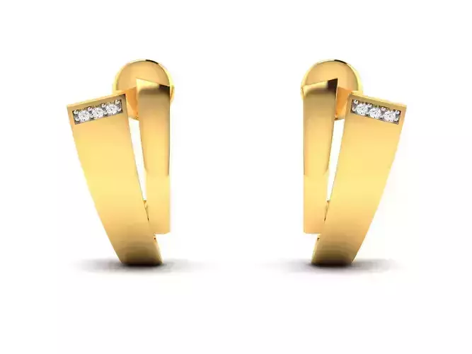 Earrings-4015 pair of gold earrings with diamonds