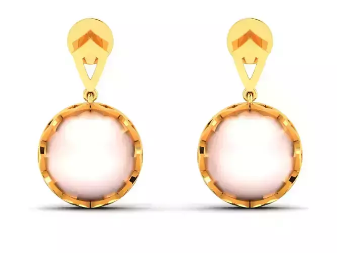 Earrings-3999 rose quartz drop earrings gold