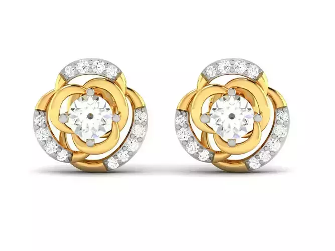 Earrings-3806 E diamond stud earrings gold