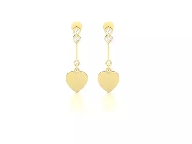 Earrings-3775 heart dangle earrings gold with diamonds