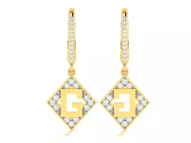 Earrings-3609 g earrings gold with diamonds