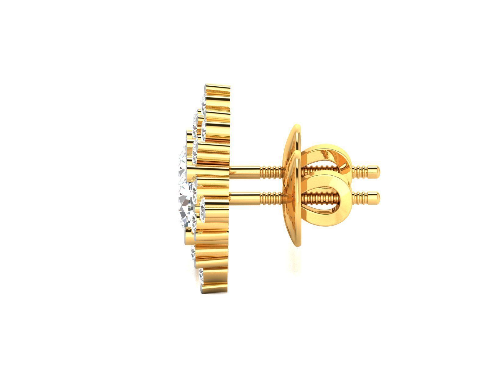 Earrings-3575 gold diamond stud earring 3D print model_4