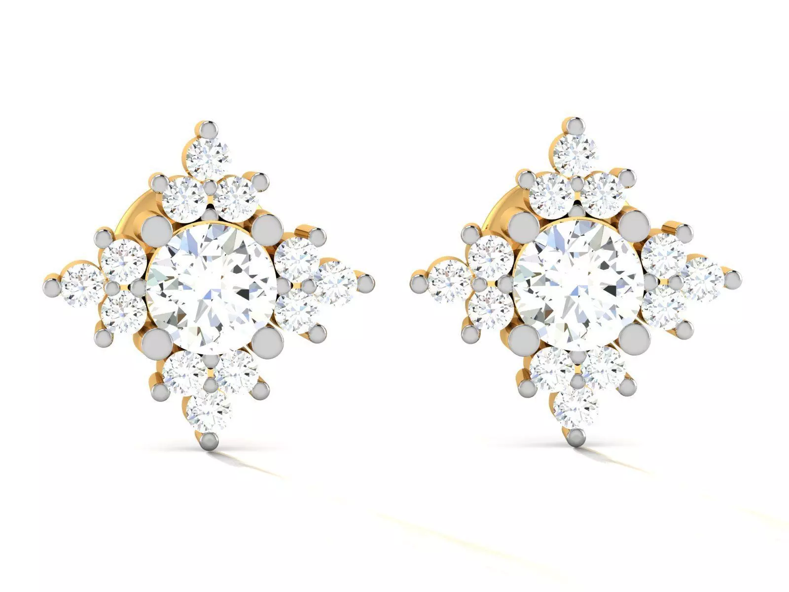 Earrings-3575 gold diamond stud earring 3D print model_0