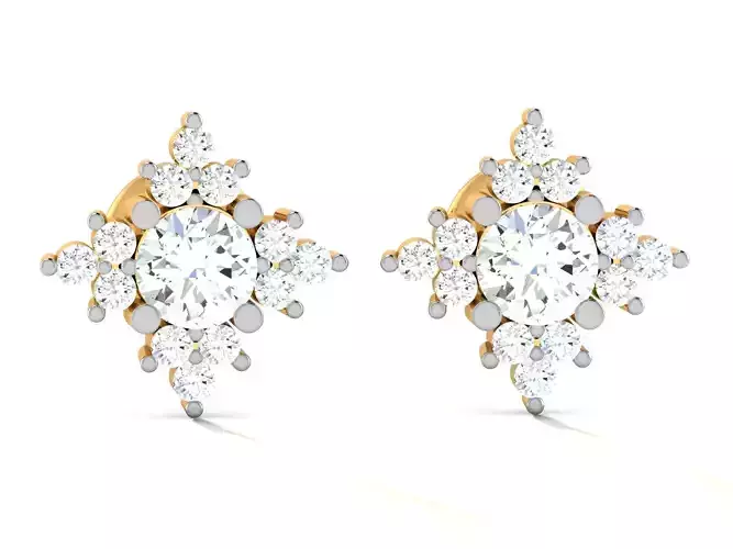 Earrings-3575 gold diamond stud earring 3D print model