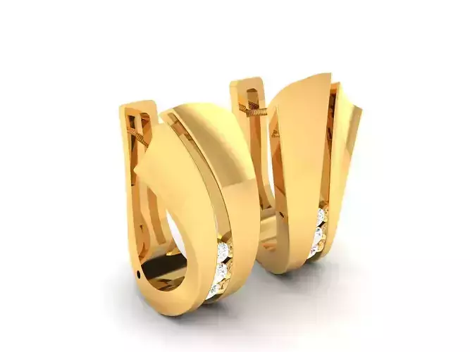 Earrings-3560 pair of gold earrings with diamonds