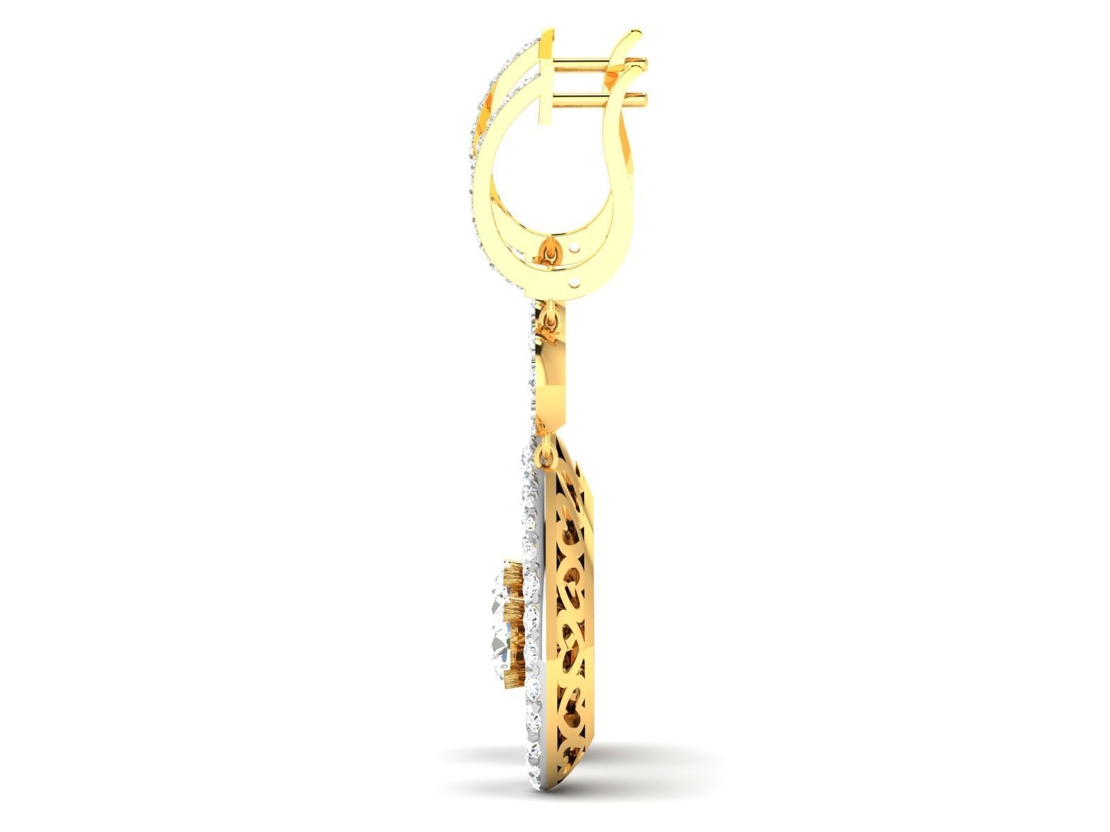 Earrings-3302 pair of diamond drop earrings gold 3D print model_6