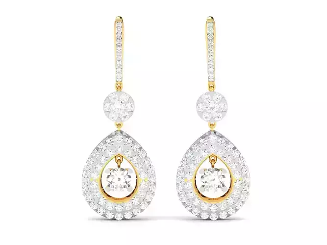 Earrings-3302 pair of diamond drop earrings gold 3D print model