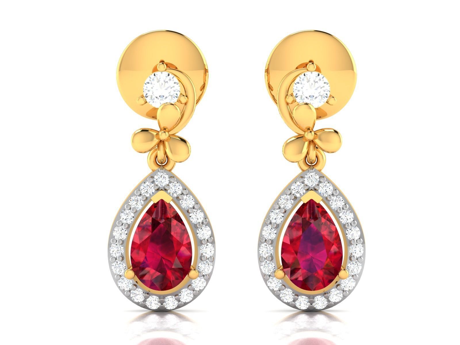 Earrings-3291 ruby and diamond earring gold 3D print model_3