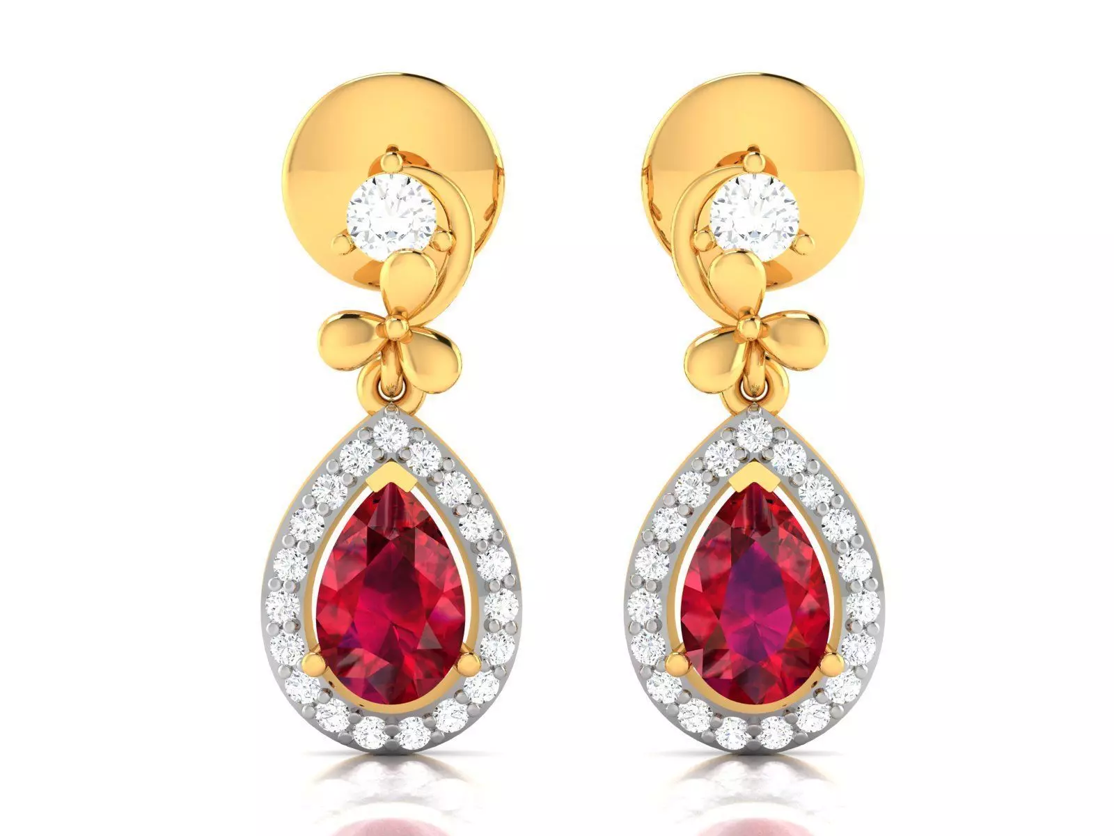 Earrings-3291 ruby and diamond earring gold 3D print model_0