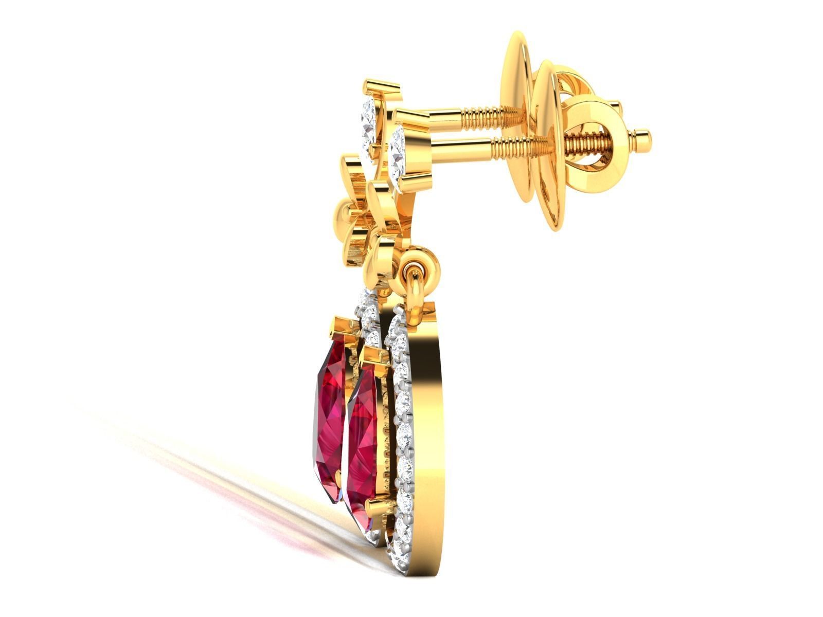 Earrings-3291 ruby and diamond earring gold 3D print model_5