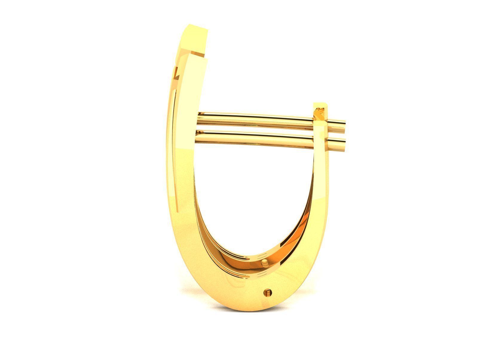 Earrings-3236 gold plated cufflink 3D print model_3