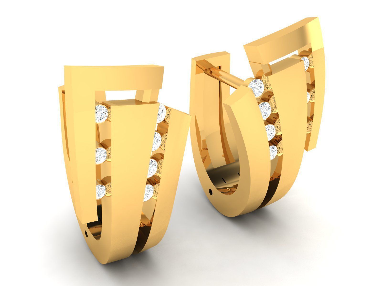 Earrings-3236 gold plated cufflink 3D print model_5