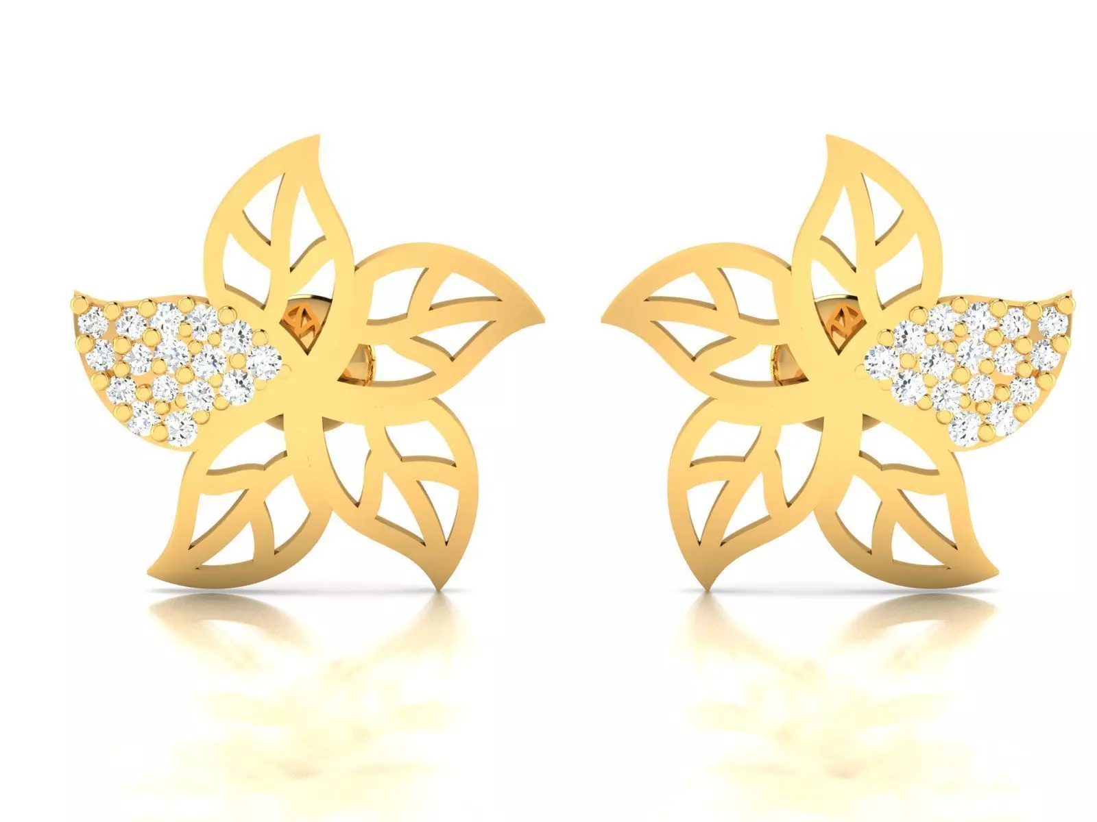 Earrings-3076 diamond stud earring gold 3D print model_0