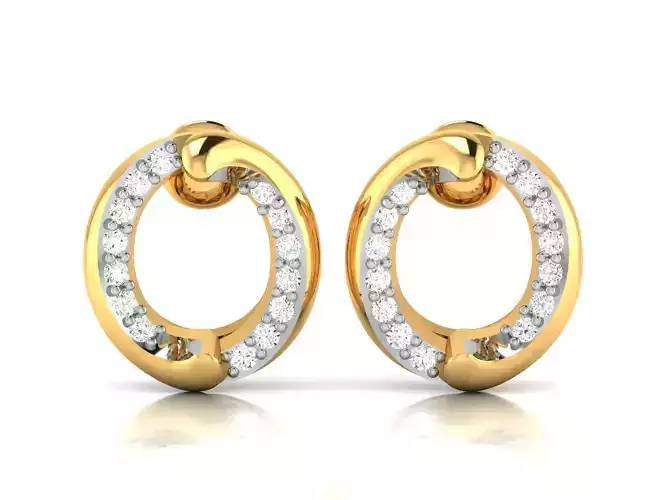 Earrings-9561 pair of gold earrings with diamonds