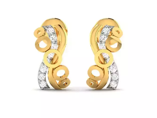 Earrings-9453 pair of gold earrings with diamonds