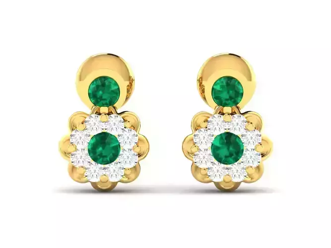 Earrings-9165 emerald and diamond earrings gold