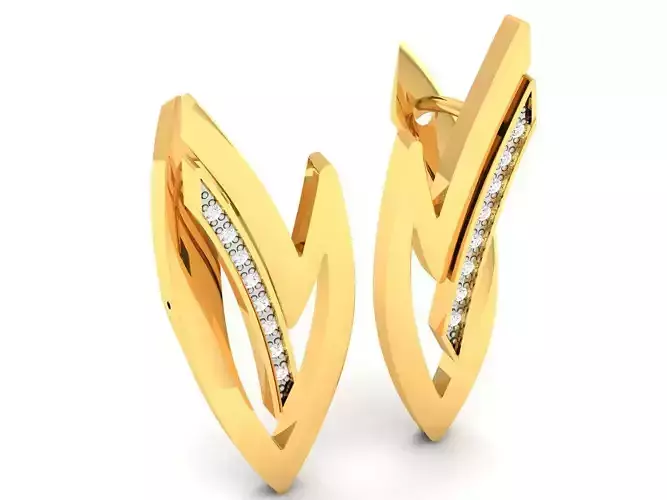 Earrings-9111 gold ring with diamonds
