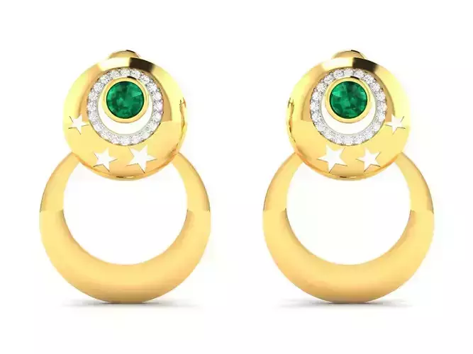 Earrings-9100 emerald stone earring gold