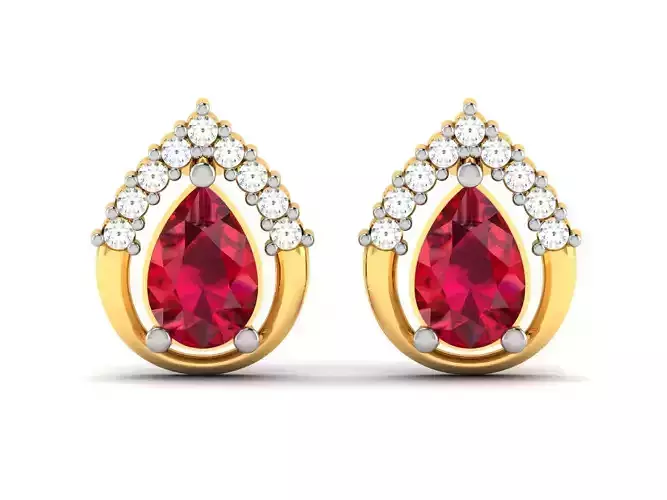 Earrings-8856 pear shaped ruby and diamond earrings