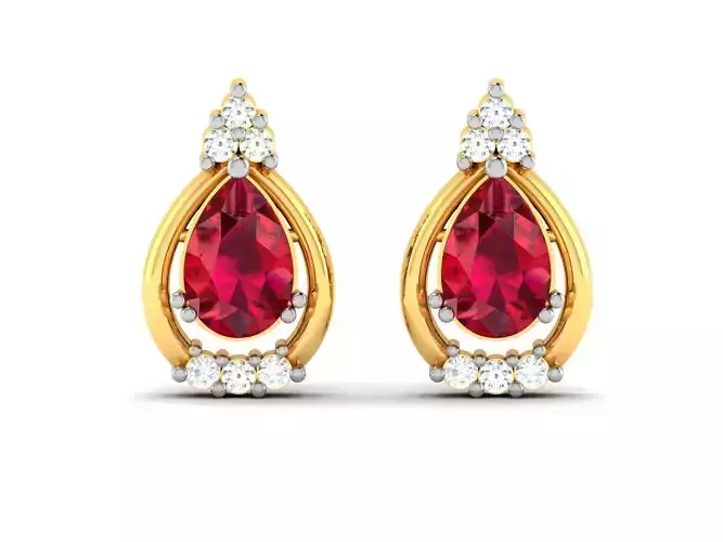 Earrings-8847 pear shaped ruby and diamond earrings