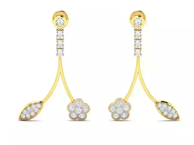 Earrings-8840 diamond drop earrings gold