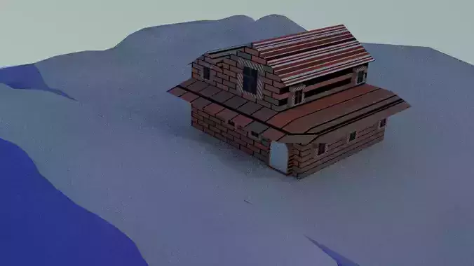 House wooden in snow