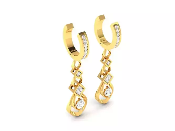Earrings-8747 diamond drop earrings gold