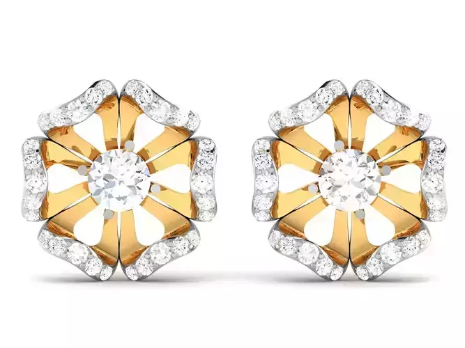 Earrings-8742 gold diamond stud earring