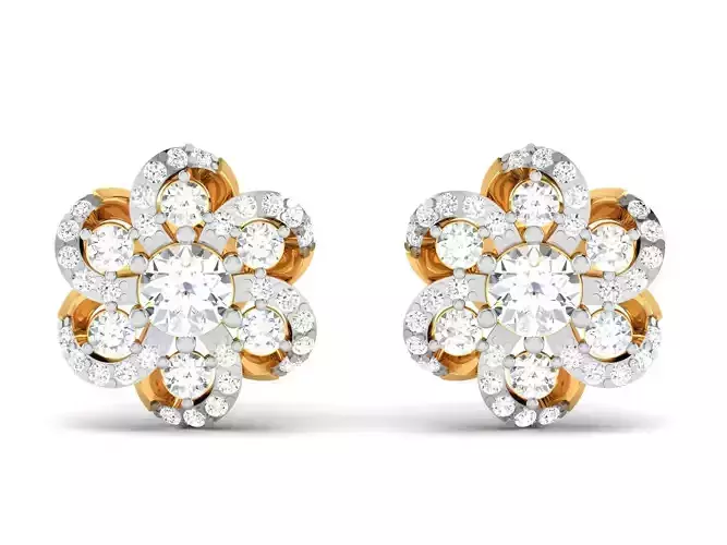 Earrings-8738 diamond stud earring gold
