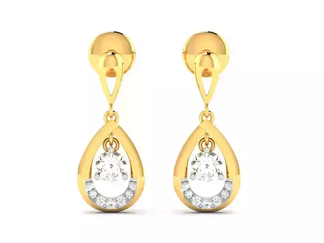 Earrings-8706 diamond drop earrings gold