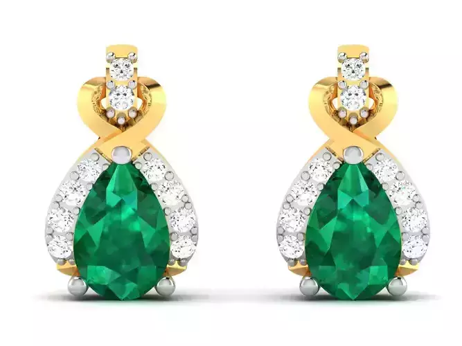 Earrings-8700 emerald and diamond earrings gold