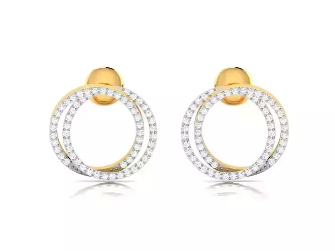 Earrings-8680 two diamond earrings gold