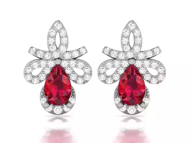 Earrings-8671 ruby and diamond stud earring