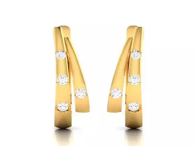 Earrings-8618 pair of gold earrings with diamonds